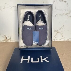 Huk Men's Classic Brewster Slip-On Deck Shoes Size 8 Blue Preppy Comfort Boat